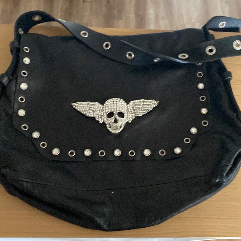 Leather Rock Austrian crystals Skull purse
